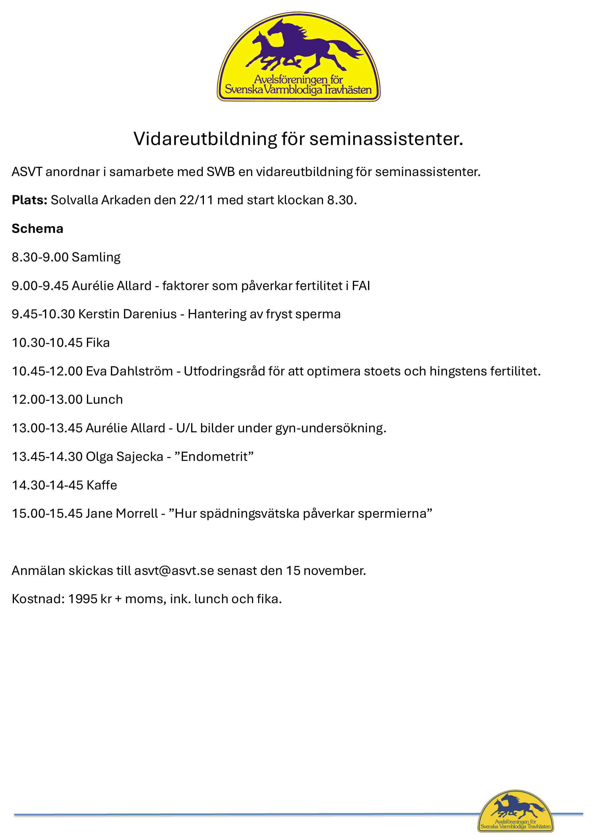 Vidareutbildning för seminassistenter2024